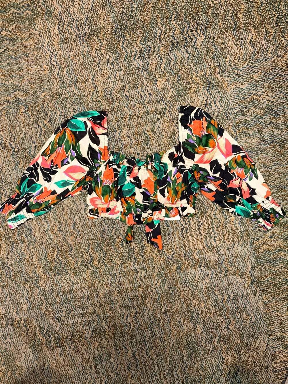 $230 MISA Los Angeles Floral Tie Smocked Crop Top NWT Summer Festival